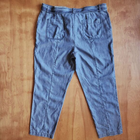 NWT Talbots Tie Waist Ankle Chino Pants Sz 18 Chambray Blue Pockets Slim Leg - Picture 6 of 11